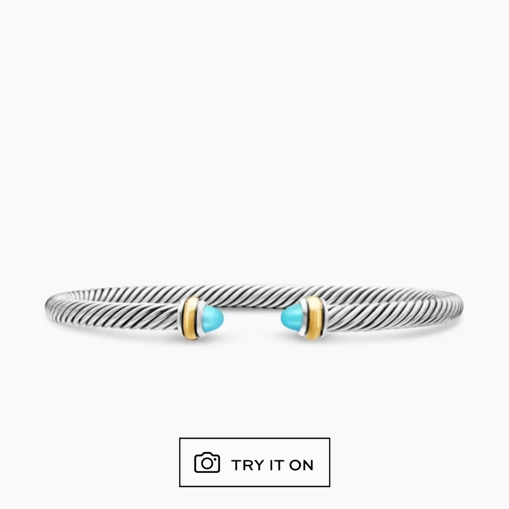 David Yurman Silver Bracelet with Turquoise and Gold Accents